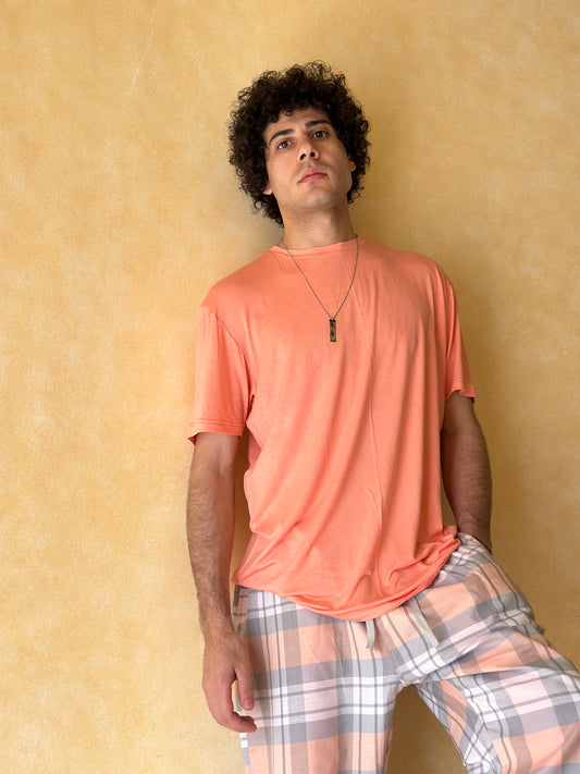 Men Peach Pajama Set